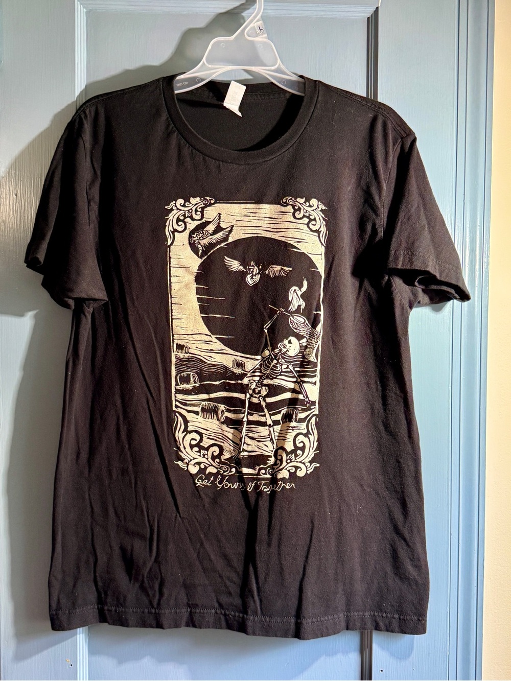 Tultex Black Short Sleeve Tee with Cream Graphic